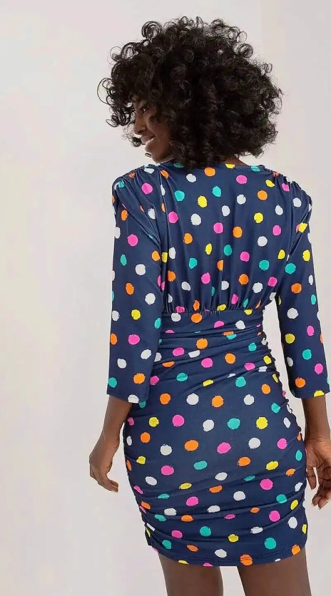 Robe à pois colorés manches 3/4 - Madame Robe