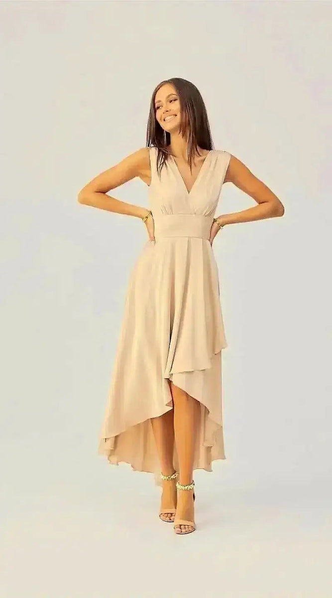 Robe asymétrique beige - Madame Robe