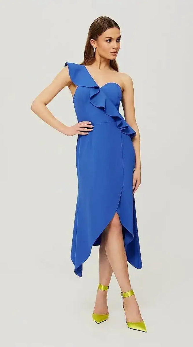 Blue asymmetric dress - Madame Robe