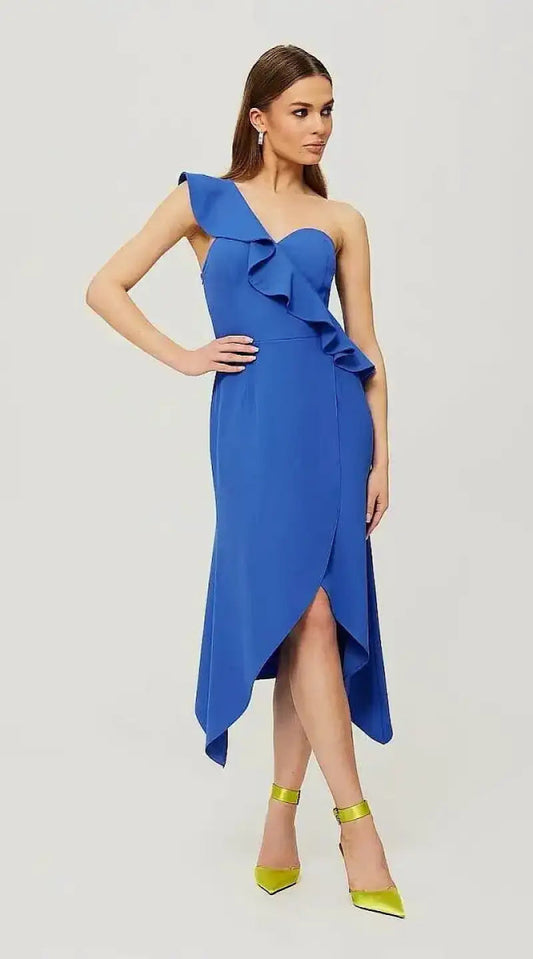 Robe asymétrique bleue - Madame Robe