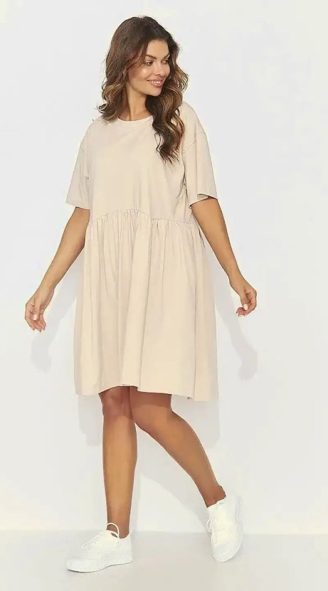 Robe beige casual courte - Madame Robe