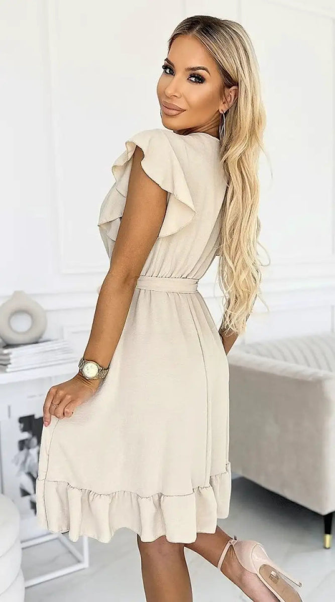 Robe beige courte pour invitée au mariage - Madame Robe