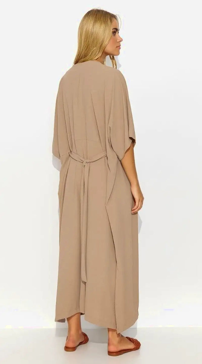 Robe beige oversize manches longues - Madame Robe