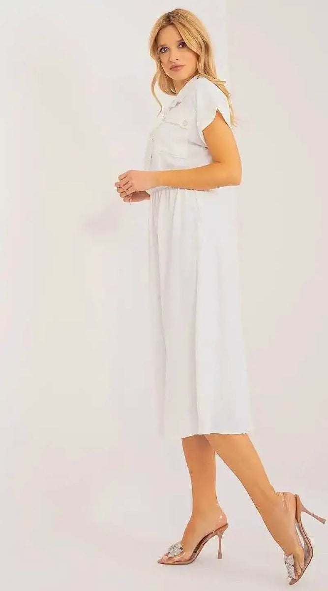 Robe blanche midi casual - Madame Robe