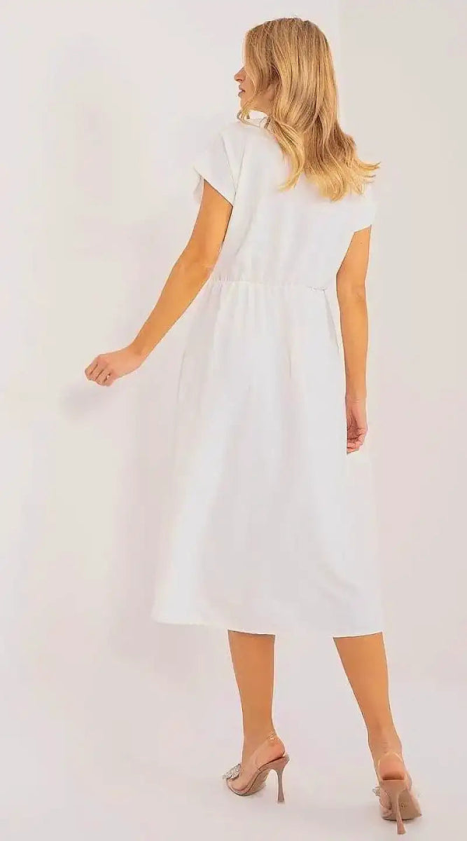 Robe blanche midi casual - Madame Robe