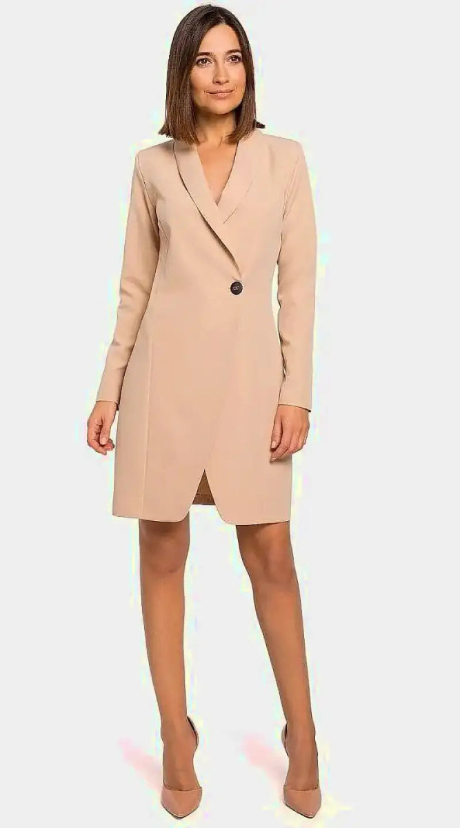 Robe blazer beige courte chic - Madame Robe