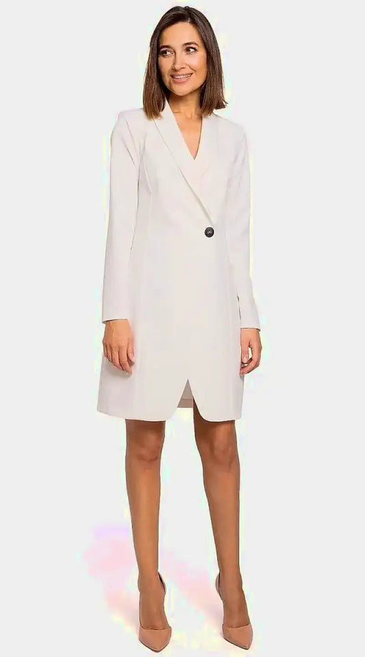 Robe blazer blanche courte chic - Madame Robe