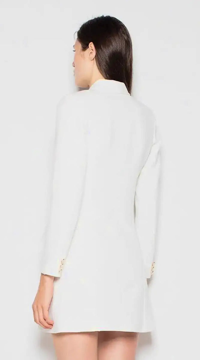 Robe blazer blanche manche longue - Madame Robe