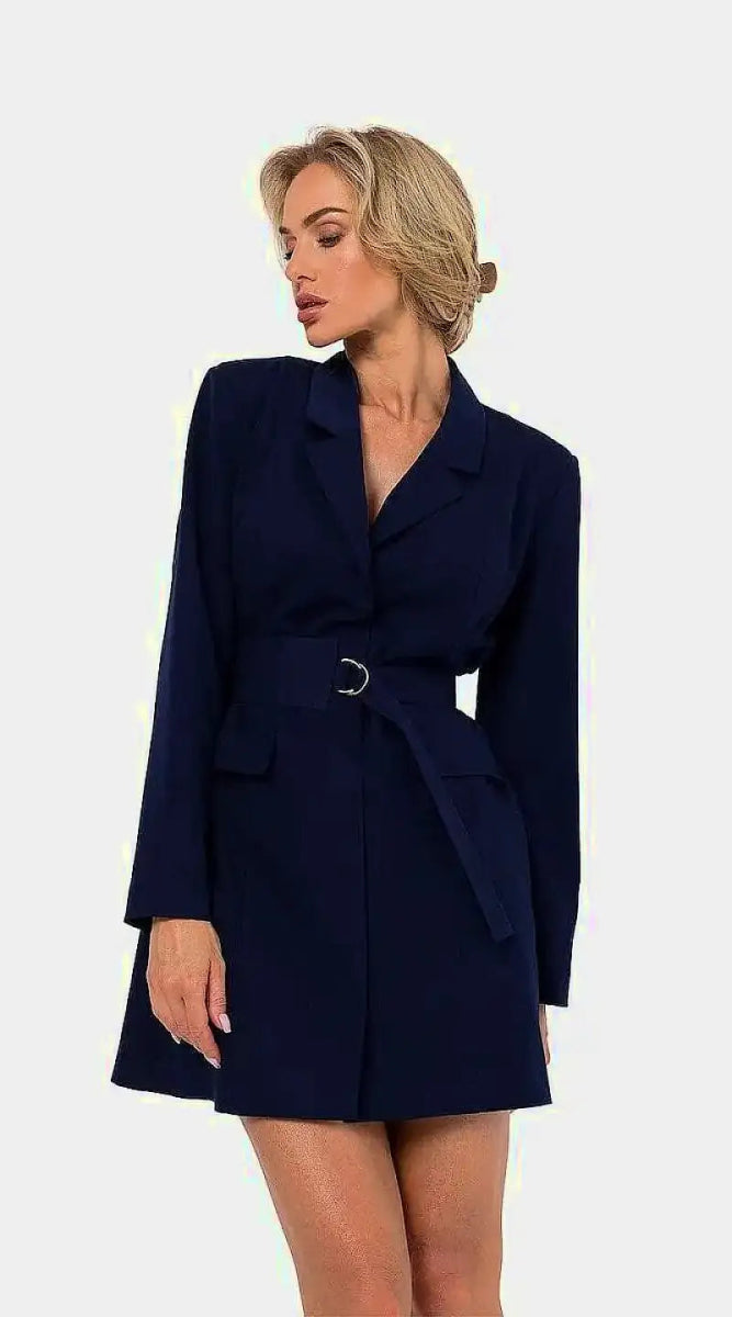 Robe blazer bleue manche longue - Madame Robe