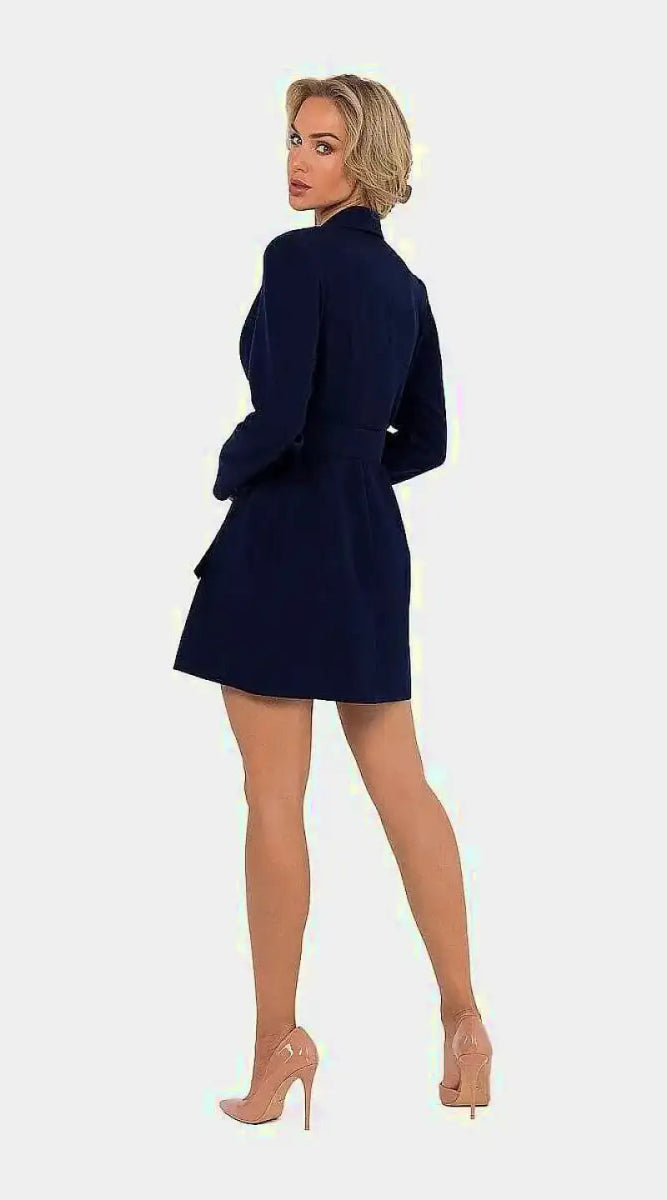 Robe blazer bleue manche longue - Madame Robe