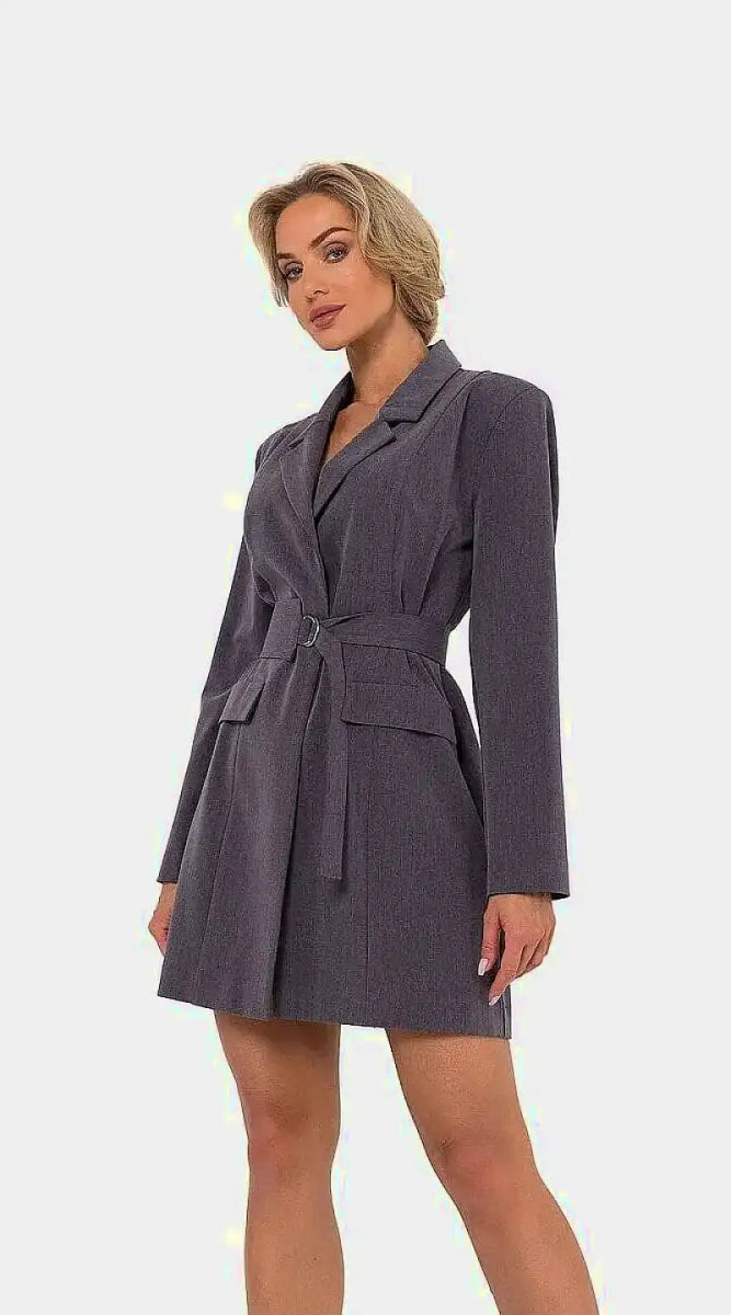 Robe blazer grise courte - Madame Robe