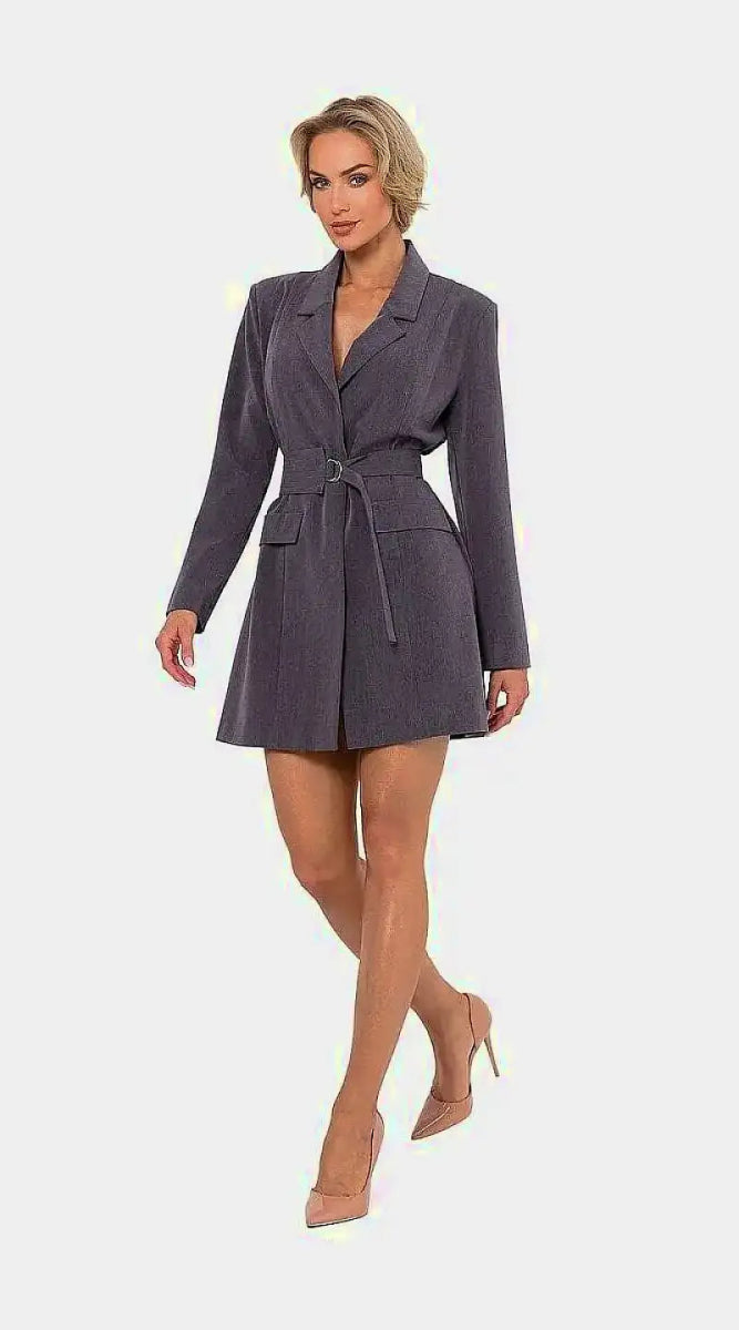 Robe blazer grise courte - Madame Robe