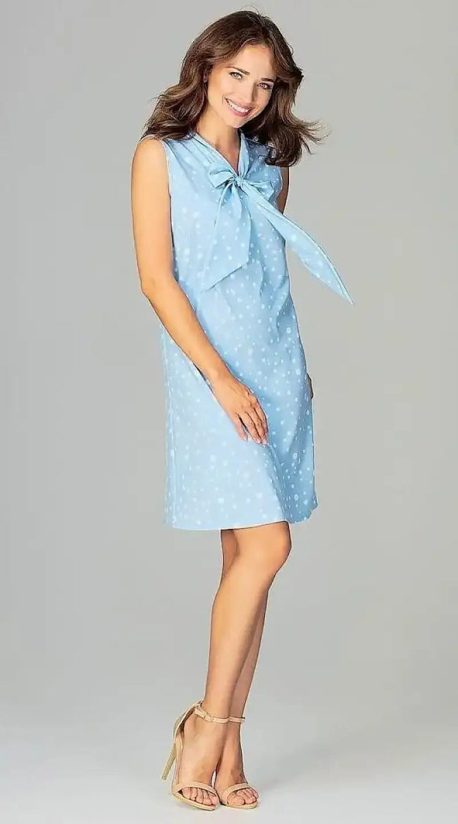 Robe bleue à pois courte style vintage - Madame Robe