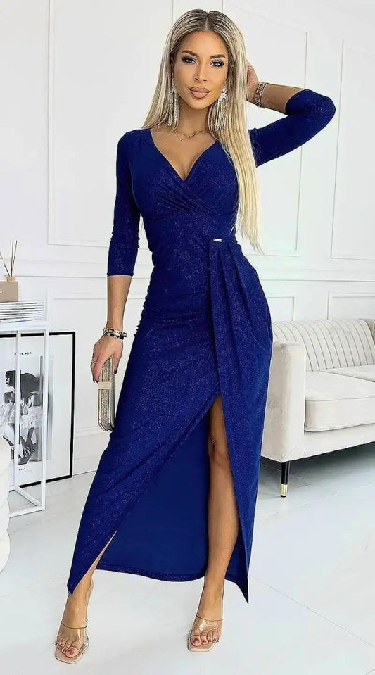 Robe bleue pailletée - Madame Robe