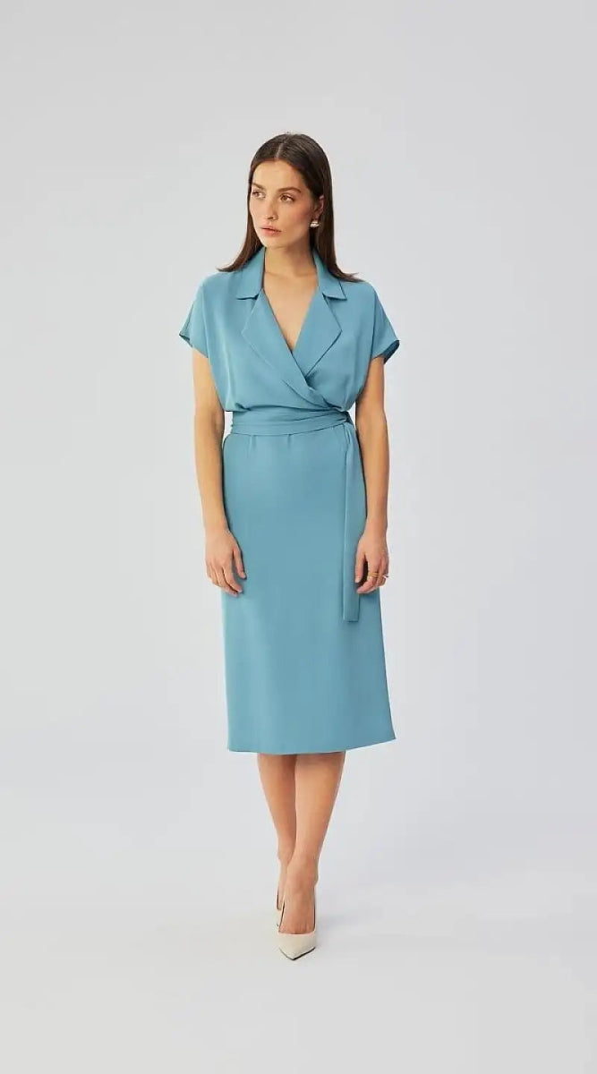 Robe bleue pour cocktail midi - Madame Robe