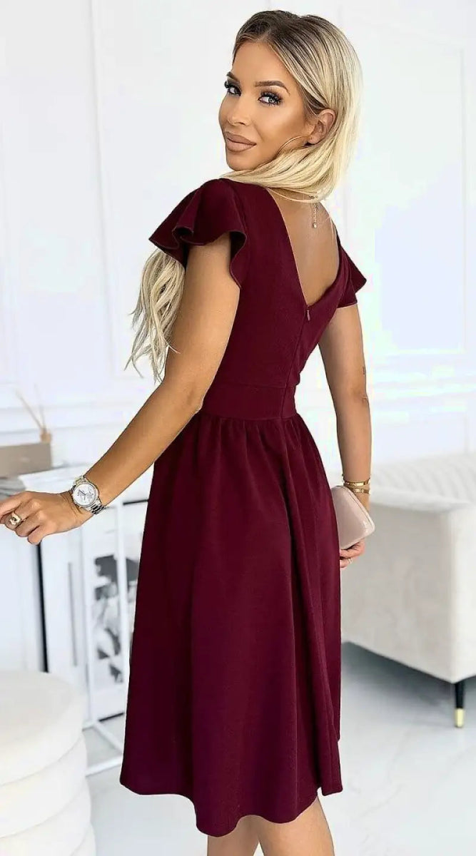 Robe bordeaux courte évasée - Madame Robe