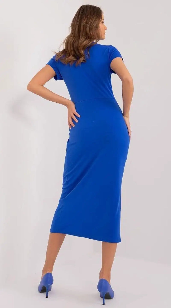 Robe casual bleue midi moulante - Madame Robe