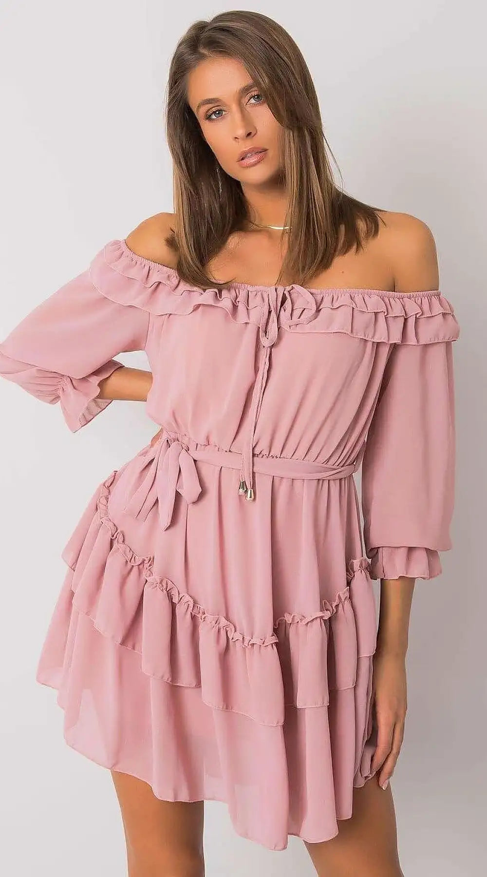 Robe champêtre rose poudrée