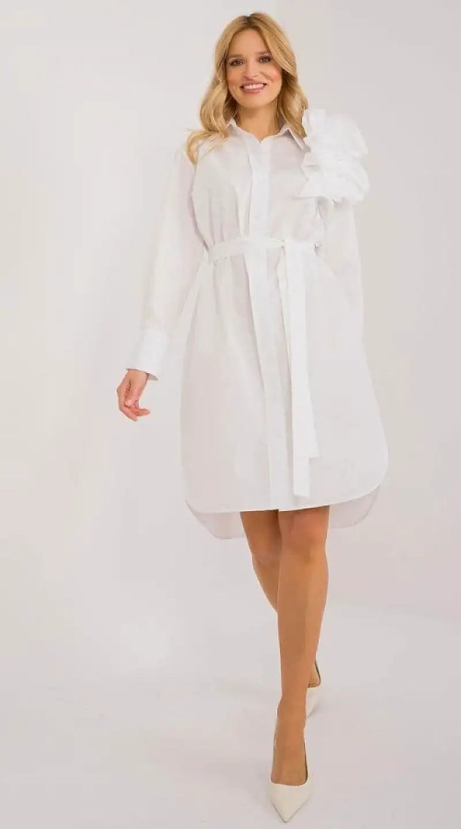 Robe chemise blanche manche longue - Madame Robe