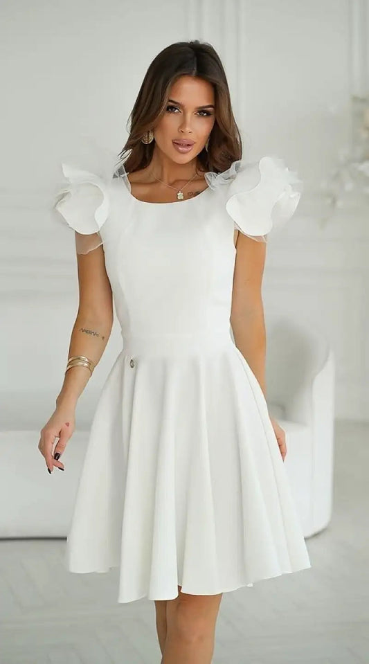 Robe de cocktail blanche courte - Madame Robe