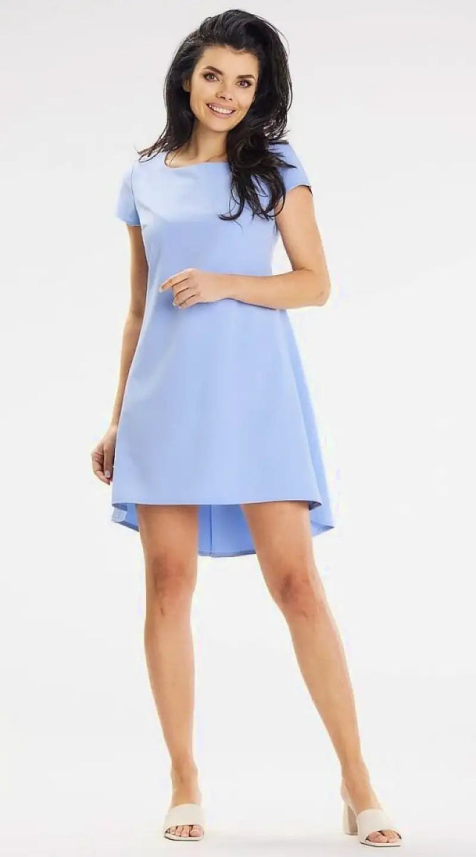 Robe de cocktail bleue courte drappée - Madame Robe