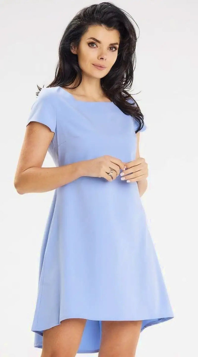 Robe de cocktail bleue courte drappée - Madame Robe