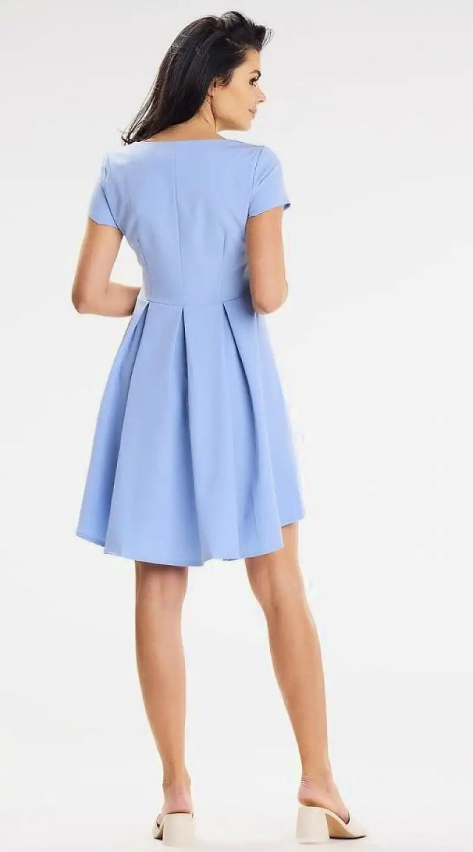 Robe de cocktail bleue courte drappée - Madame Robe