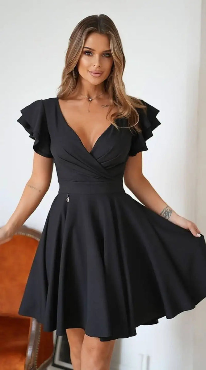 Robe de cocktail noire courte - Madame Robe