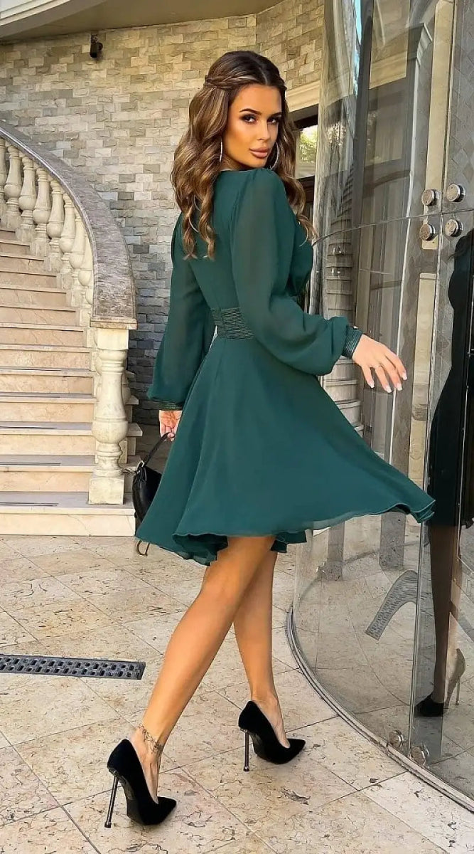 Robe de cocktail vert emeraude - Madame Robe