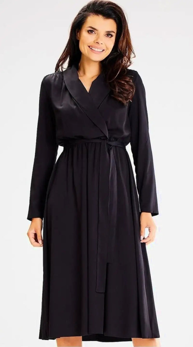 Robe de jour noire manche longue - Madame Robe