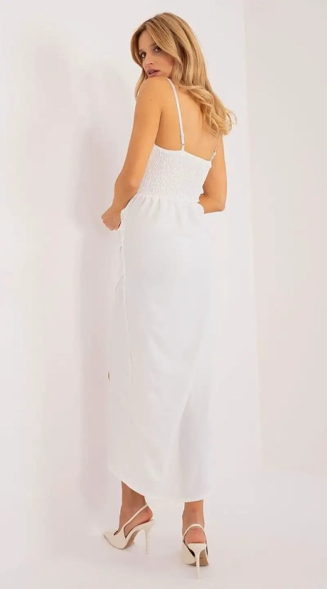 Robe de soirée blanche chic fendue - Madame Robe