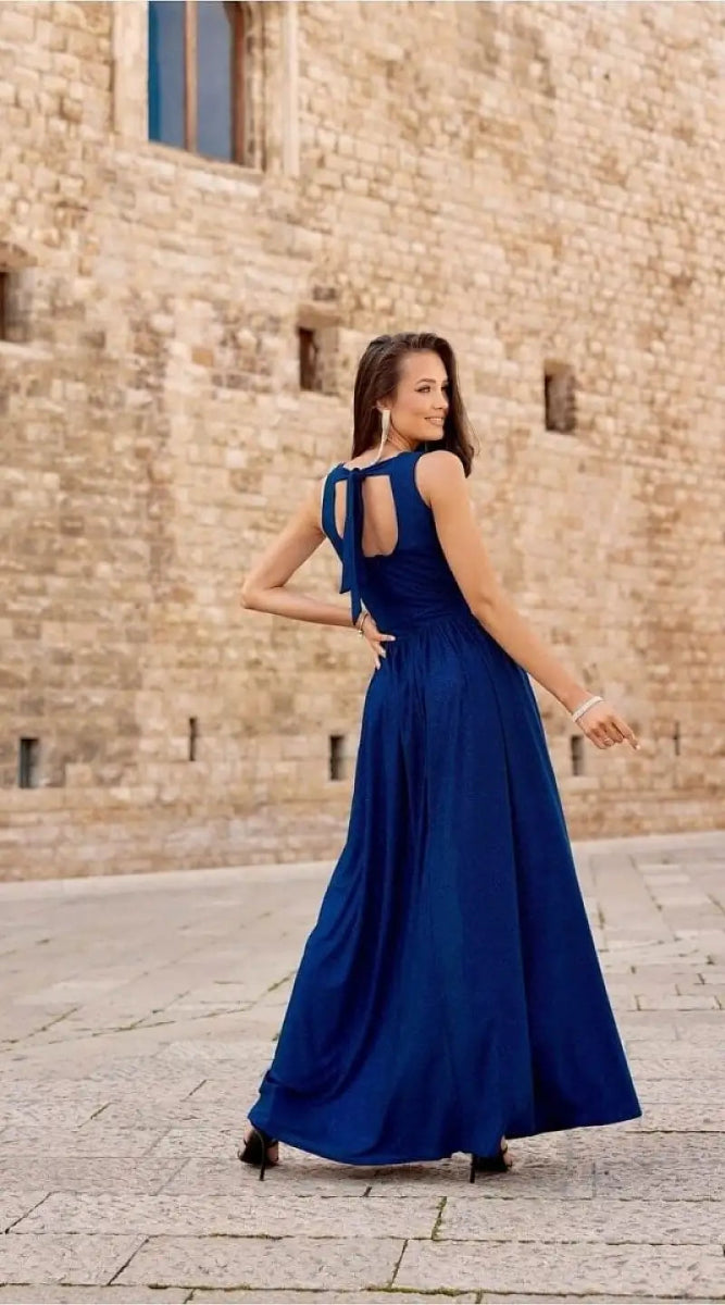 Robe de soirée bleue longue chic - Madame Robe