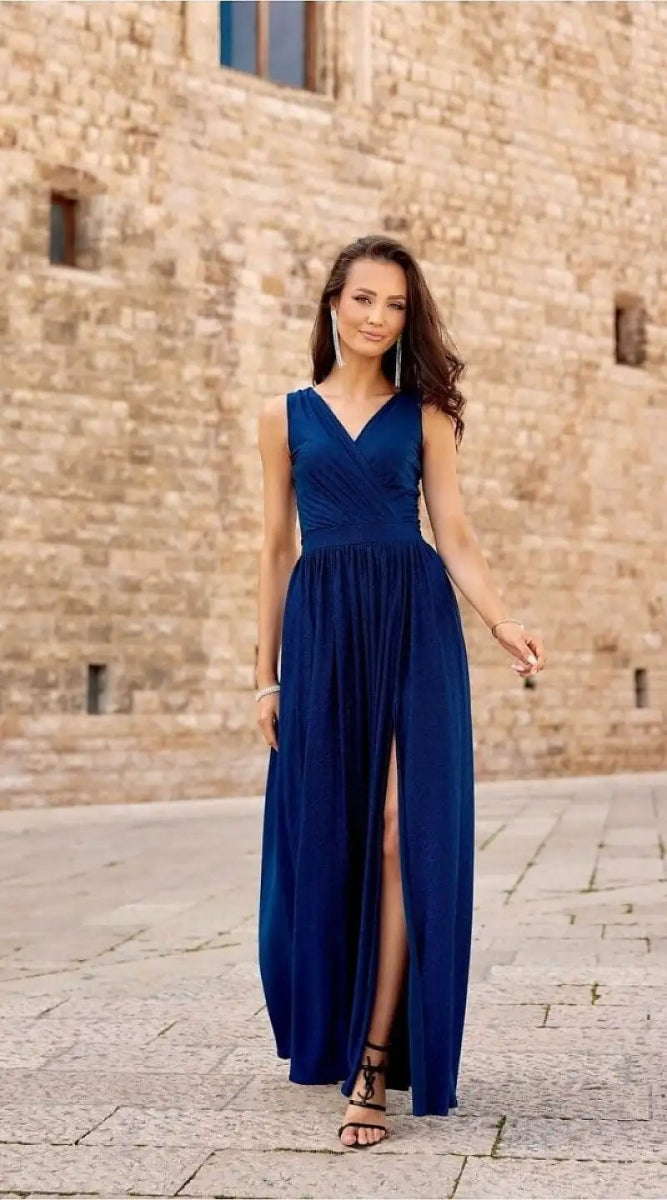 Robe de soirée bleue longue chic - Madame Robe