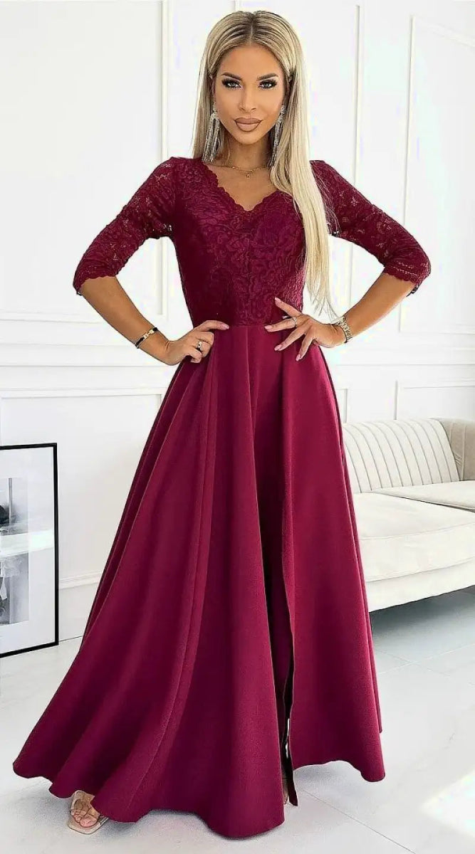 Robe de soirée bordeaux longue - Madame Robe