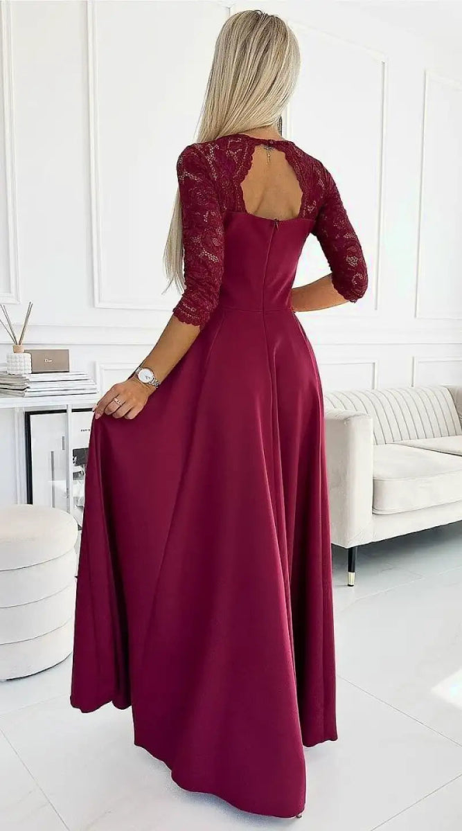 Robe de soirée bordeaux longue - Madame Robe