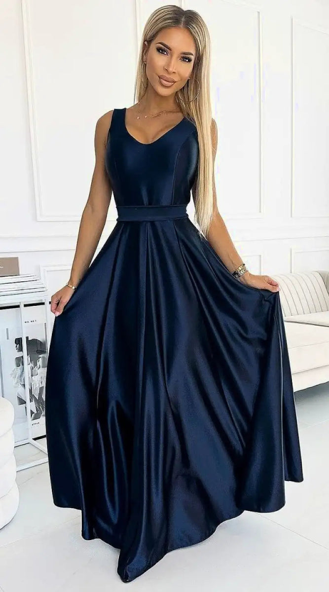 Robe de soirée longue bleu marine - Madame Robe