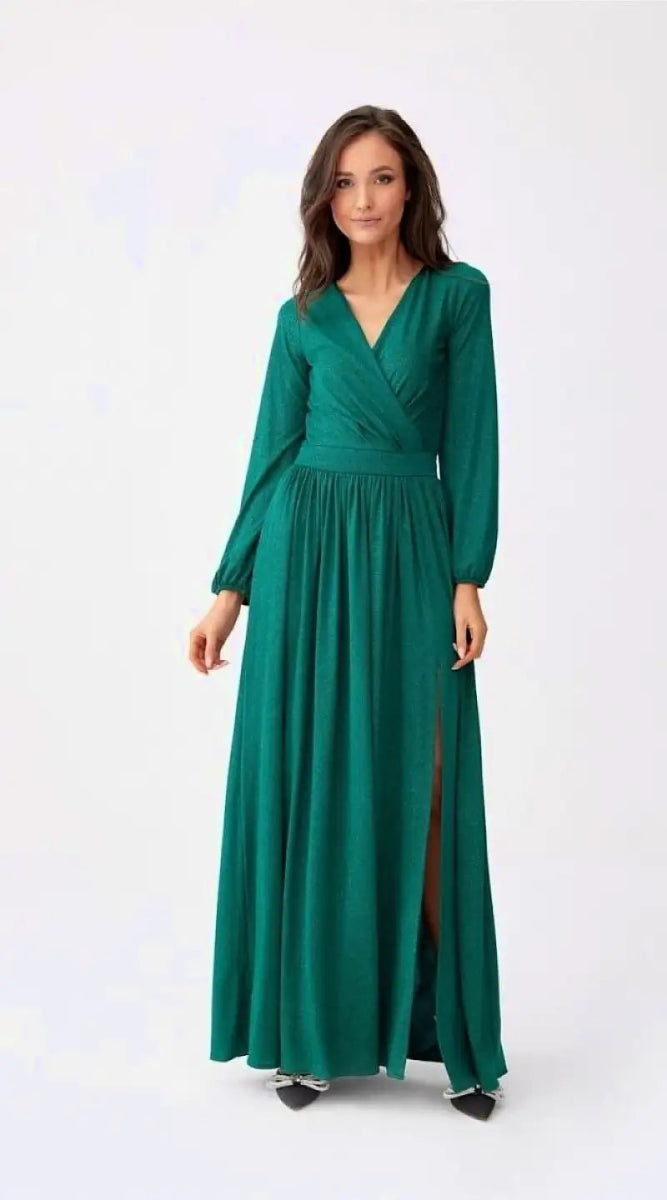 Robe de soirée longue verte - Madame Robe