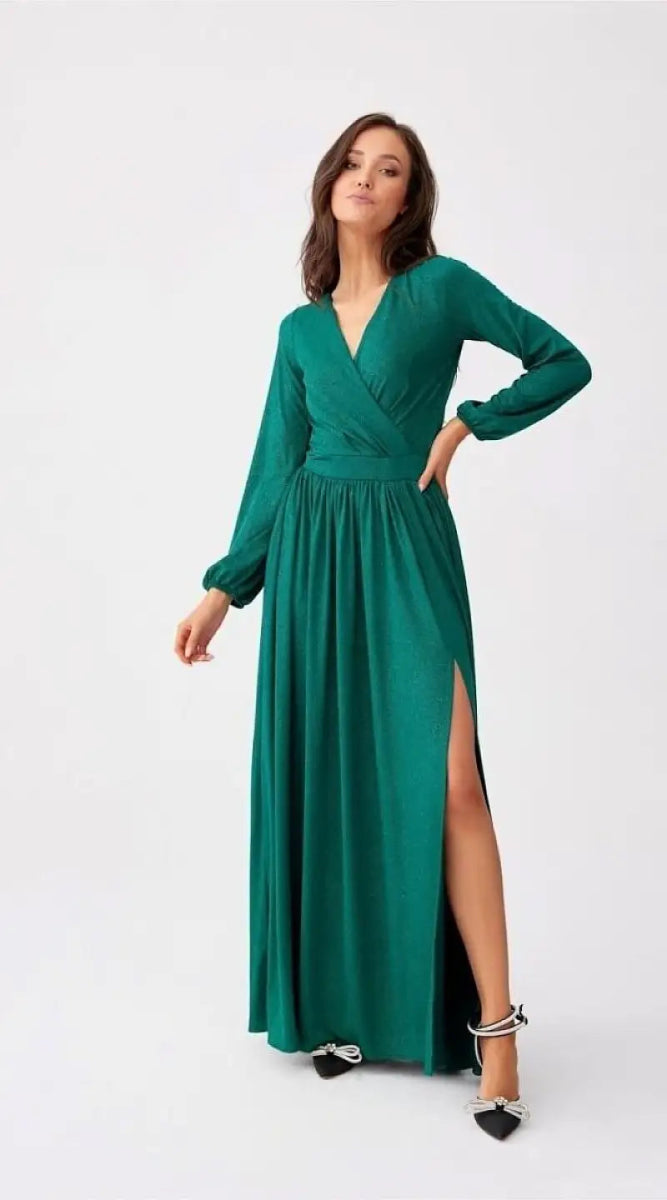 Robe de soirée longue verte - Madame Robe