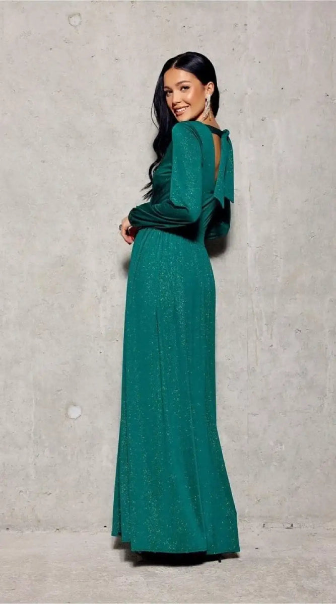 Robe de soirée longue verte - Madame Robe