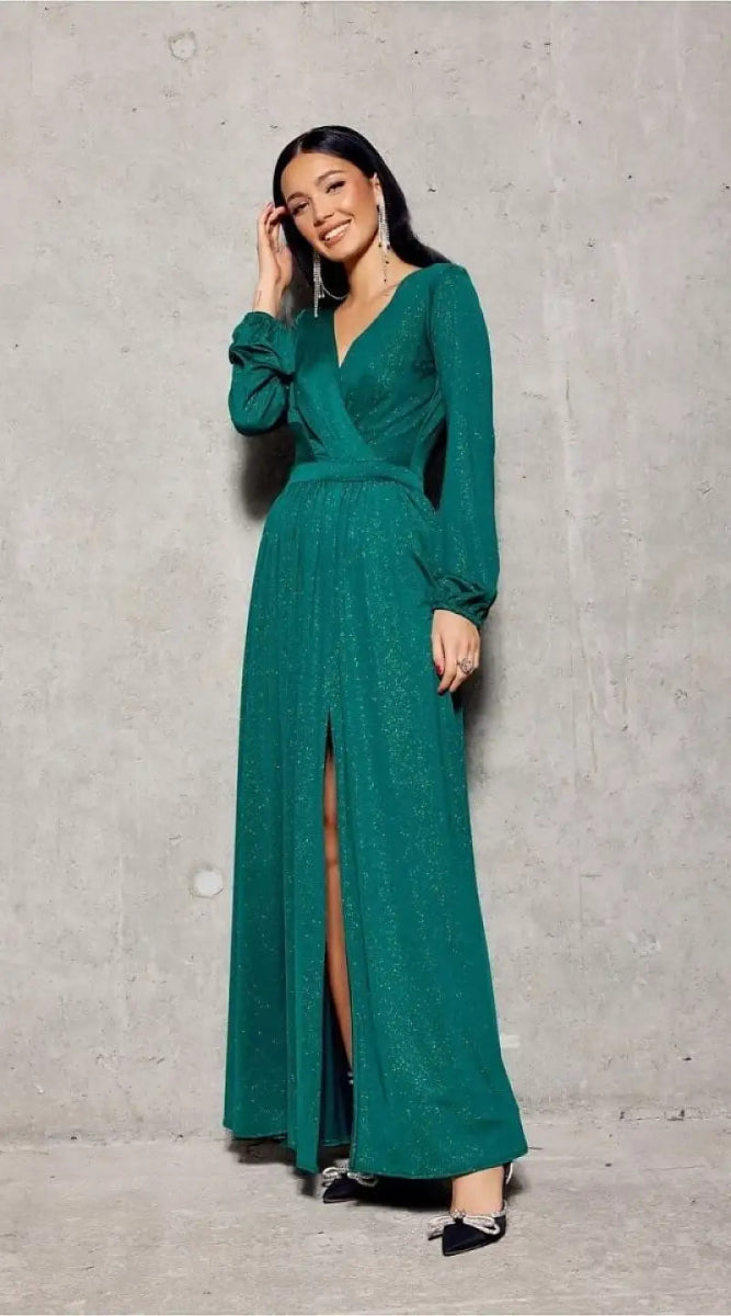 Robe de soirée longue verte - Madame Robe