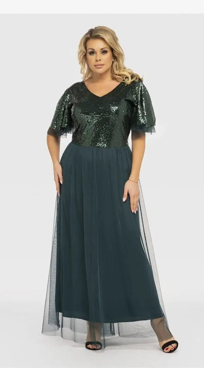 Robe de soirée verte longue - Madame Robe