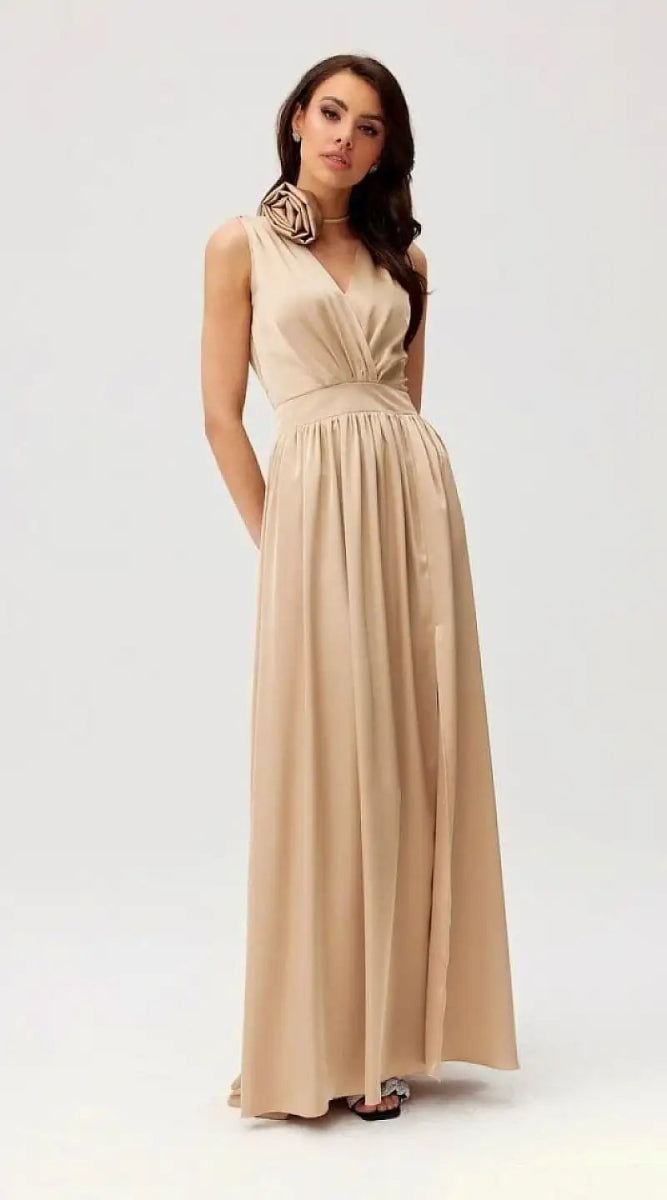 Robe demoiselle d'honneur longue couleur champagne - Madame Robe