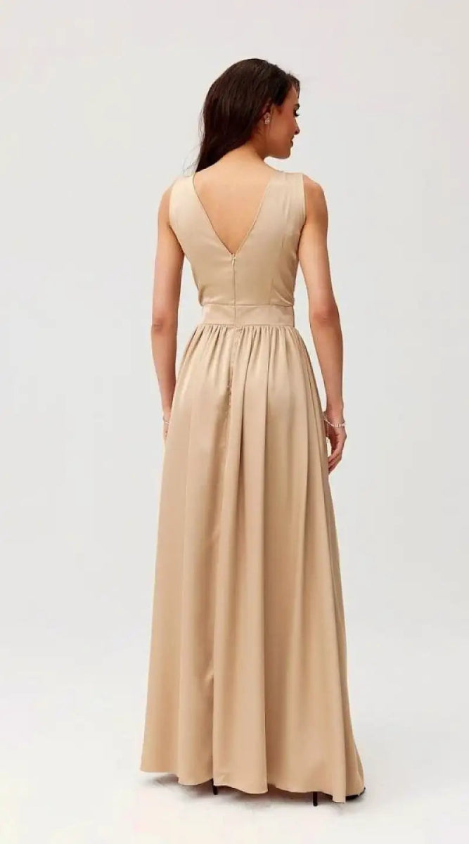 Robe demoiselle d'honneur longue couleur champagne - Madame Robe