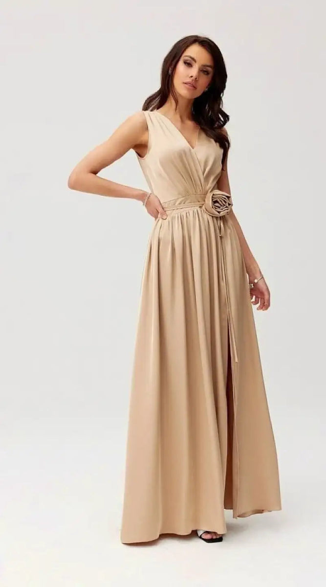 Robe demoiselle d'honneur longue couleur champagne - Madame Robe