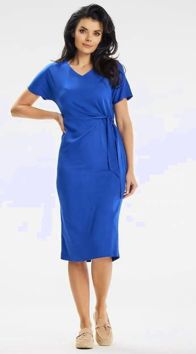 Robe d'été bleue à manches courtes - Madame Robe