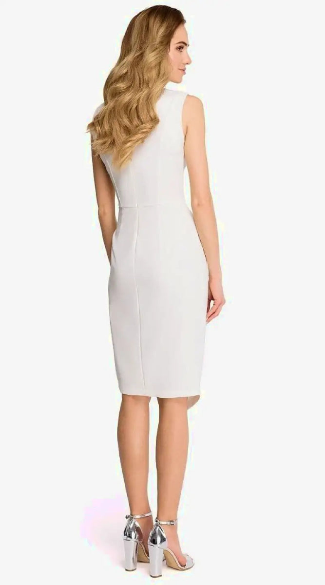 Robe fourreau blanche midi sans manches - Madame Robe