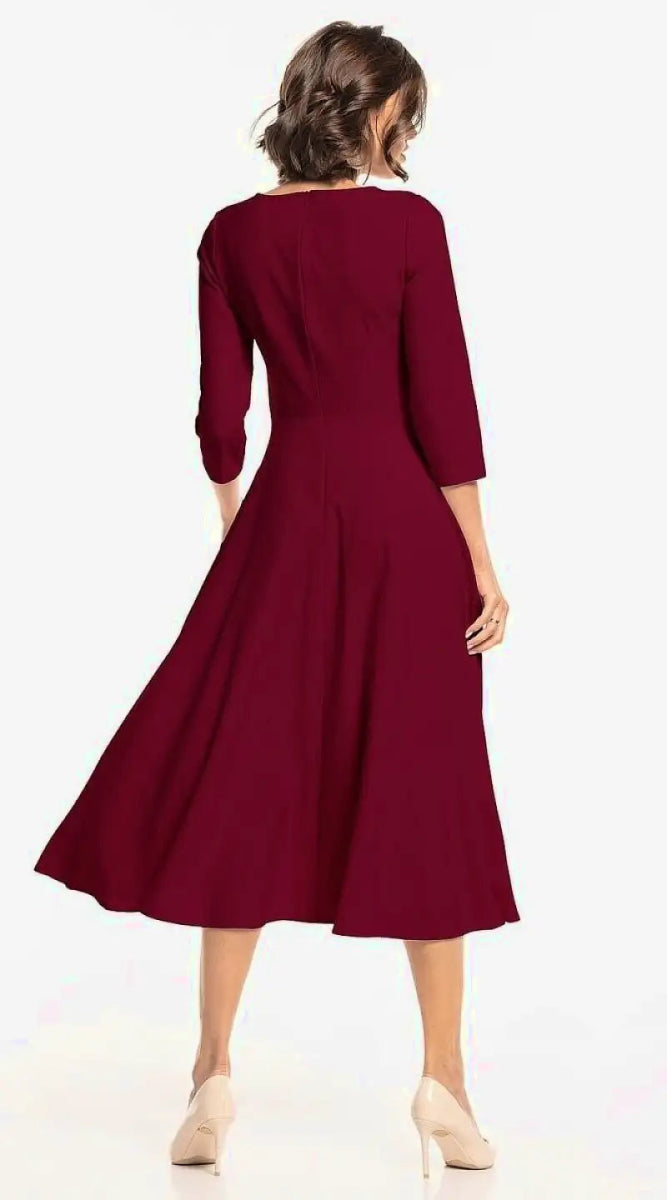 Robe habillée bordeaux manche longue - Madame Robe