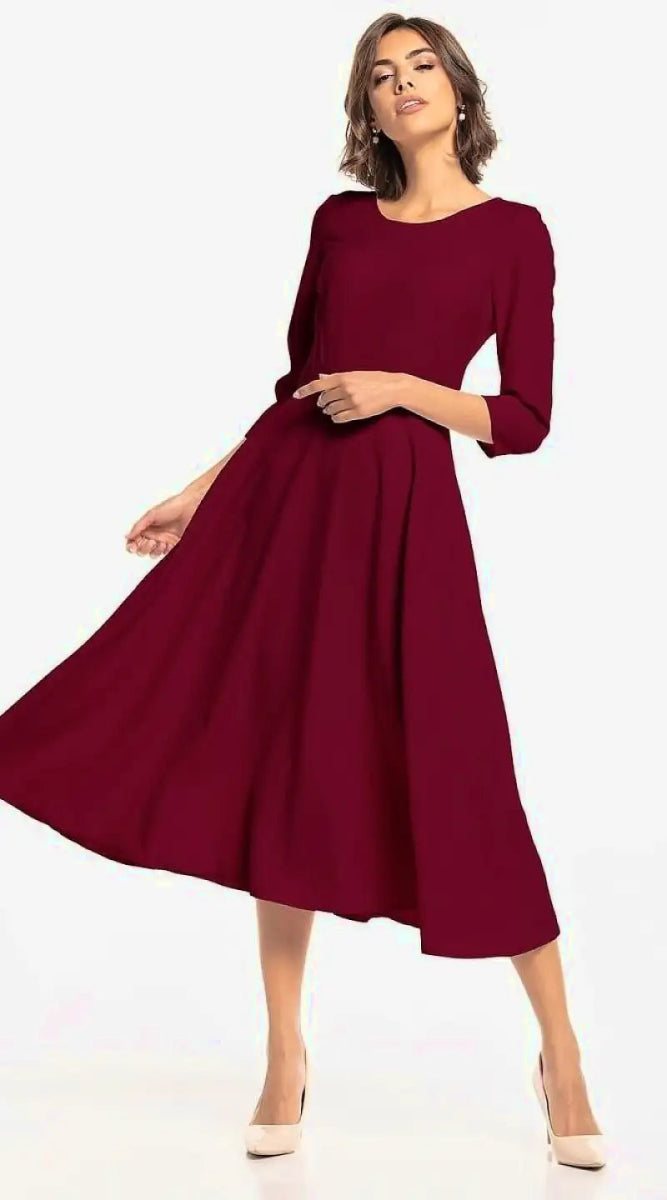 Robe habillée bordeaux manche longue - Madame Robe