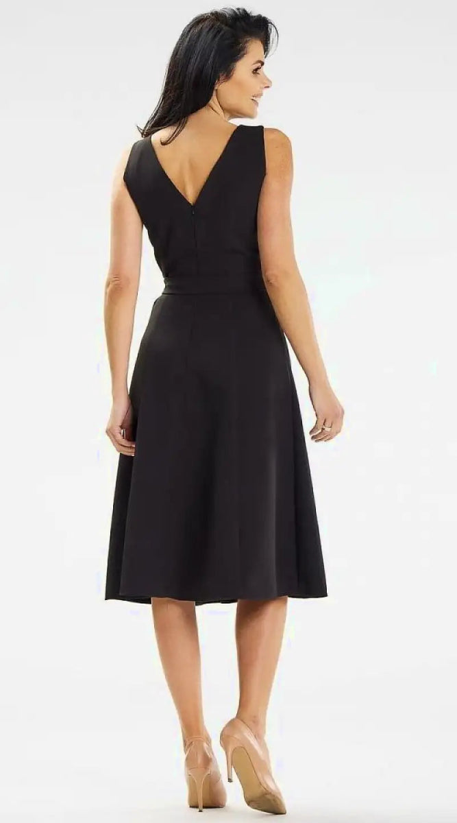 Robe habillée noire midi sans manches - Madame Robe