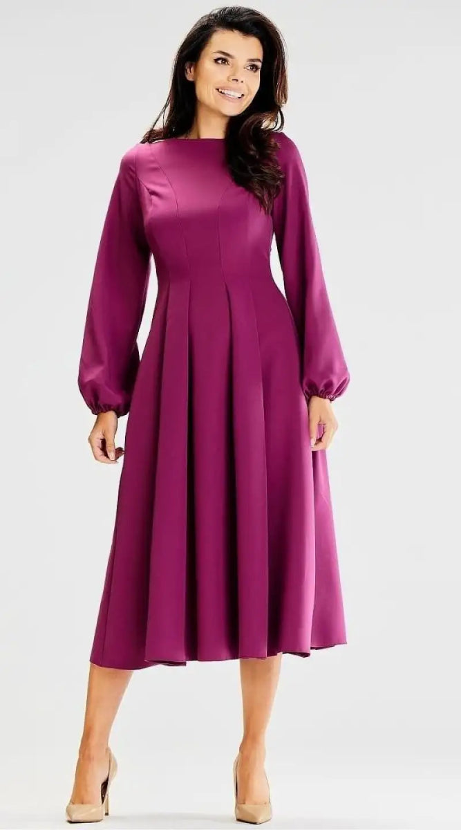 Robe habillée violet manches longues - Madame Robe